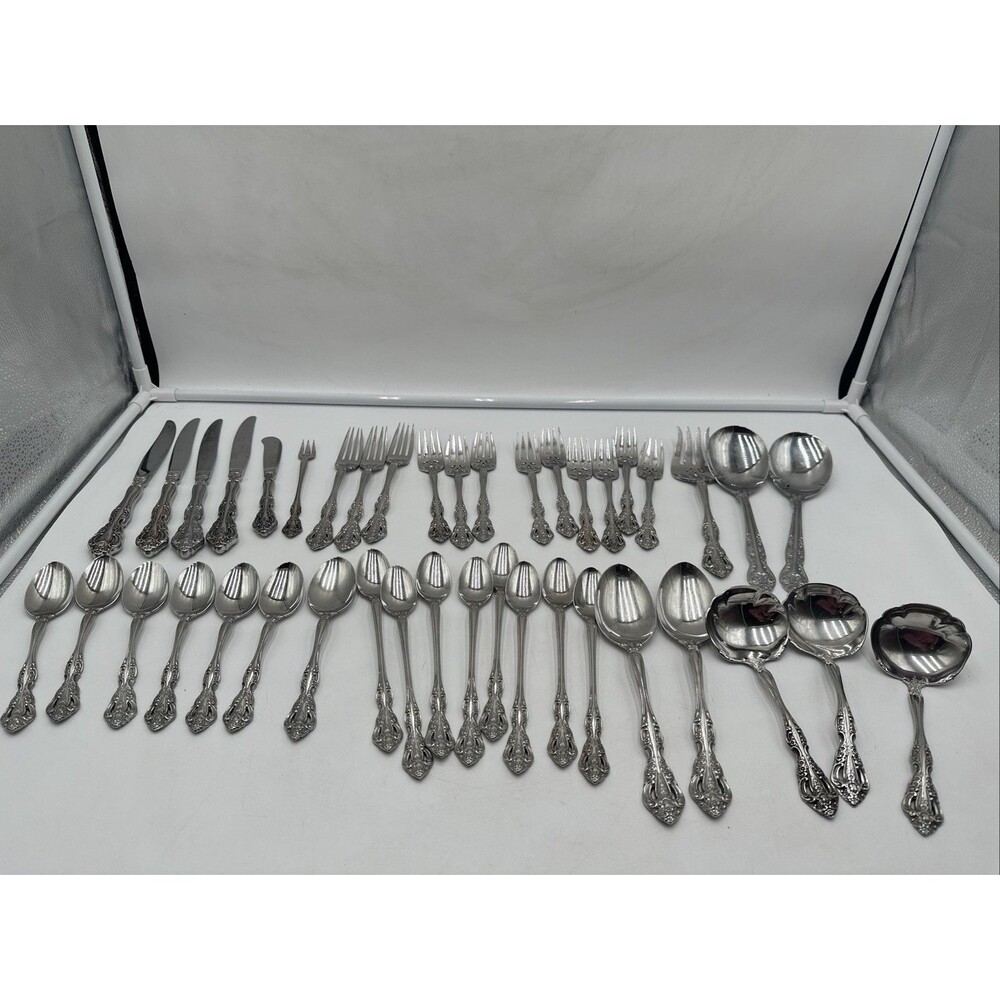 41Pc Vintage Oneida Michelangelo Stainless Flatware Silverware Set Cube Mark